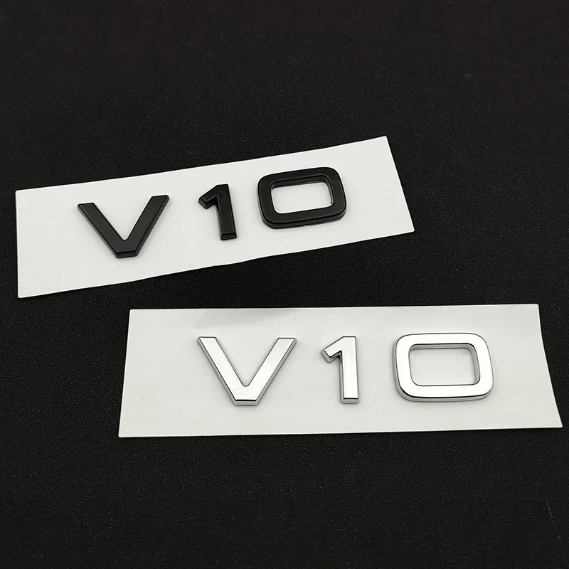 

3d ABS Chrome Black V10 Logo Letters Car Fender Side Emblem Badge Decal For Audi RS6 S6 C6 S8 R8 V10 Sticker Accessories