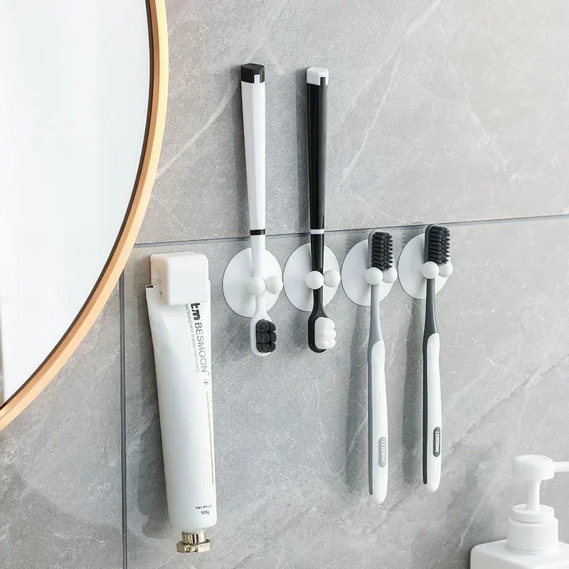 Wall Mounted Suction Cup Electric Toothbrush Holder Punch Cute Collection Rack Hook Storage Rack Toothpaste Holders