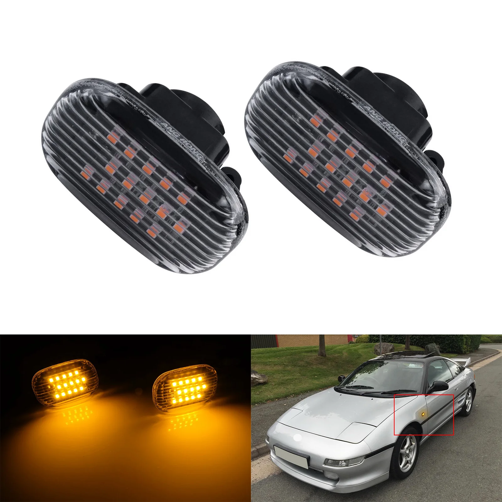 2x Amber LED Side Fender Marker Light Lamp For Toyota Celica Spyder MR2 Roadster