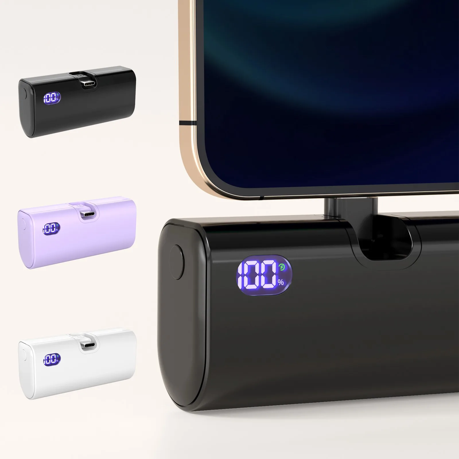 Mini banco de energía portátil, batería externa móvil de carga rápida, pequeño banco de energía plegable tipo C, puerto Lightning para iPhone y Samsung
