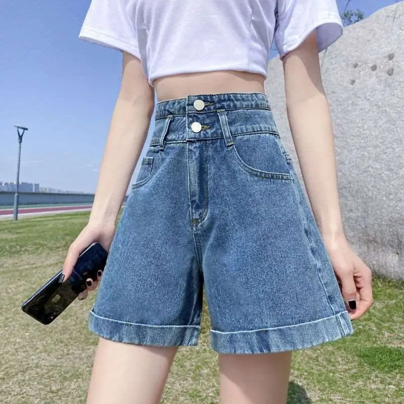 

Мягкие джинсовые орты с высокой талией для женщин, летние, тонкие, маленькие, свободные, для чистки, средняя эластичная ткань из искусственной кожи