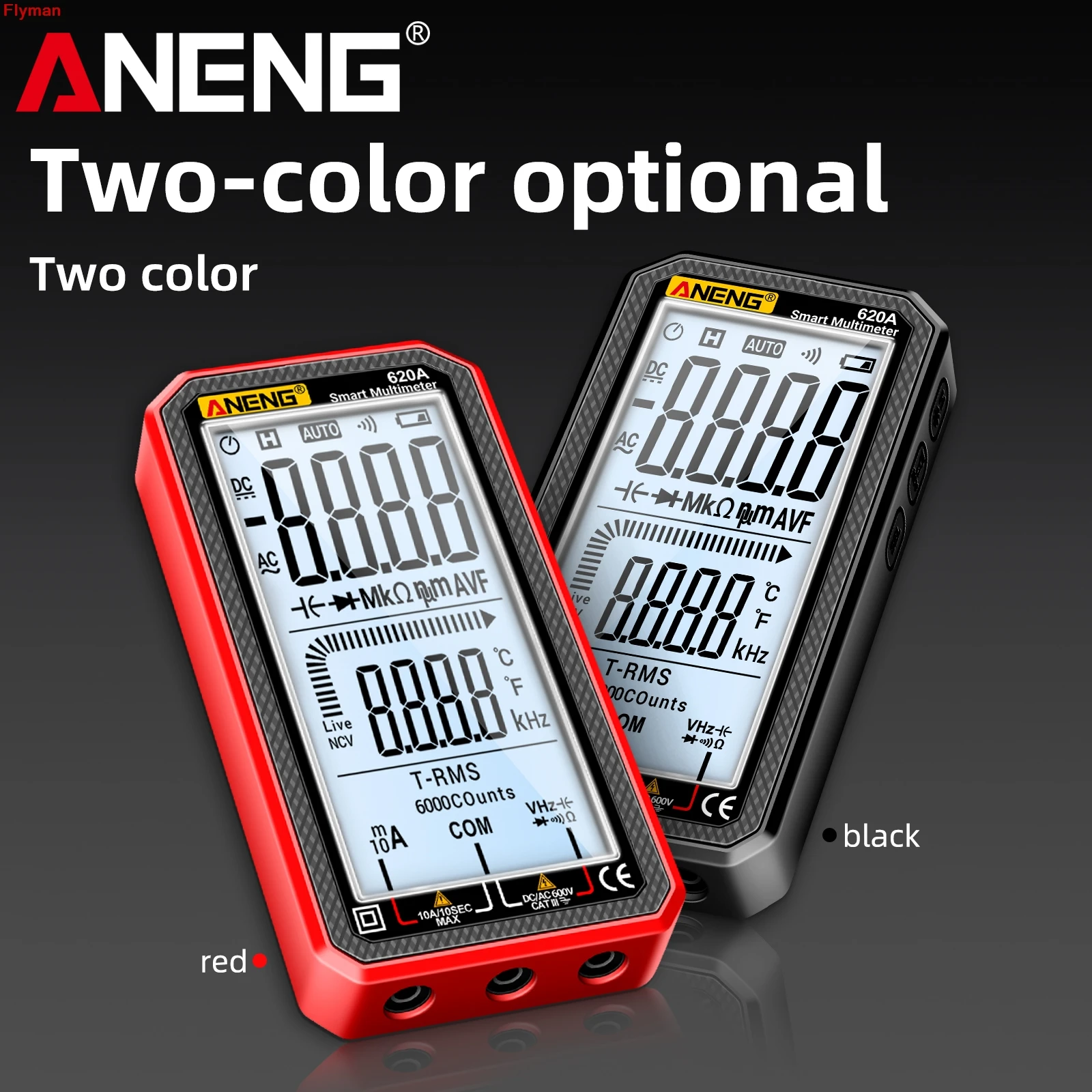 620A Digital Smart Multimeter Transistor Testers 6000 Counts True RMS Auto Electrical Capacitance Meter Temp Resistance