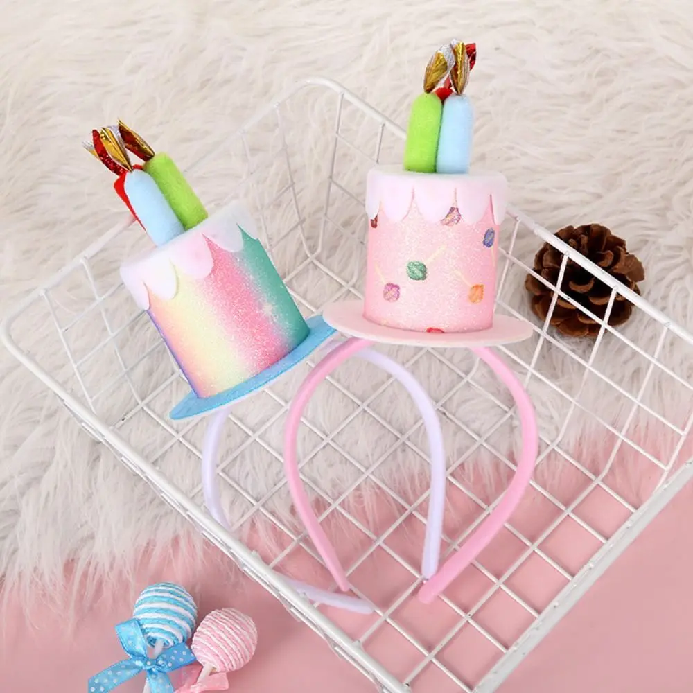 

Kawaii Hair Accessories Birthday Hairband Happy Birthday Candle Korean Style Headband Colorful Cake Women Hair Hoop Photo Props