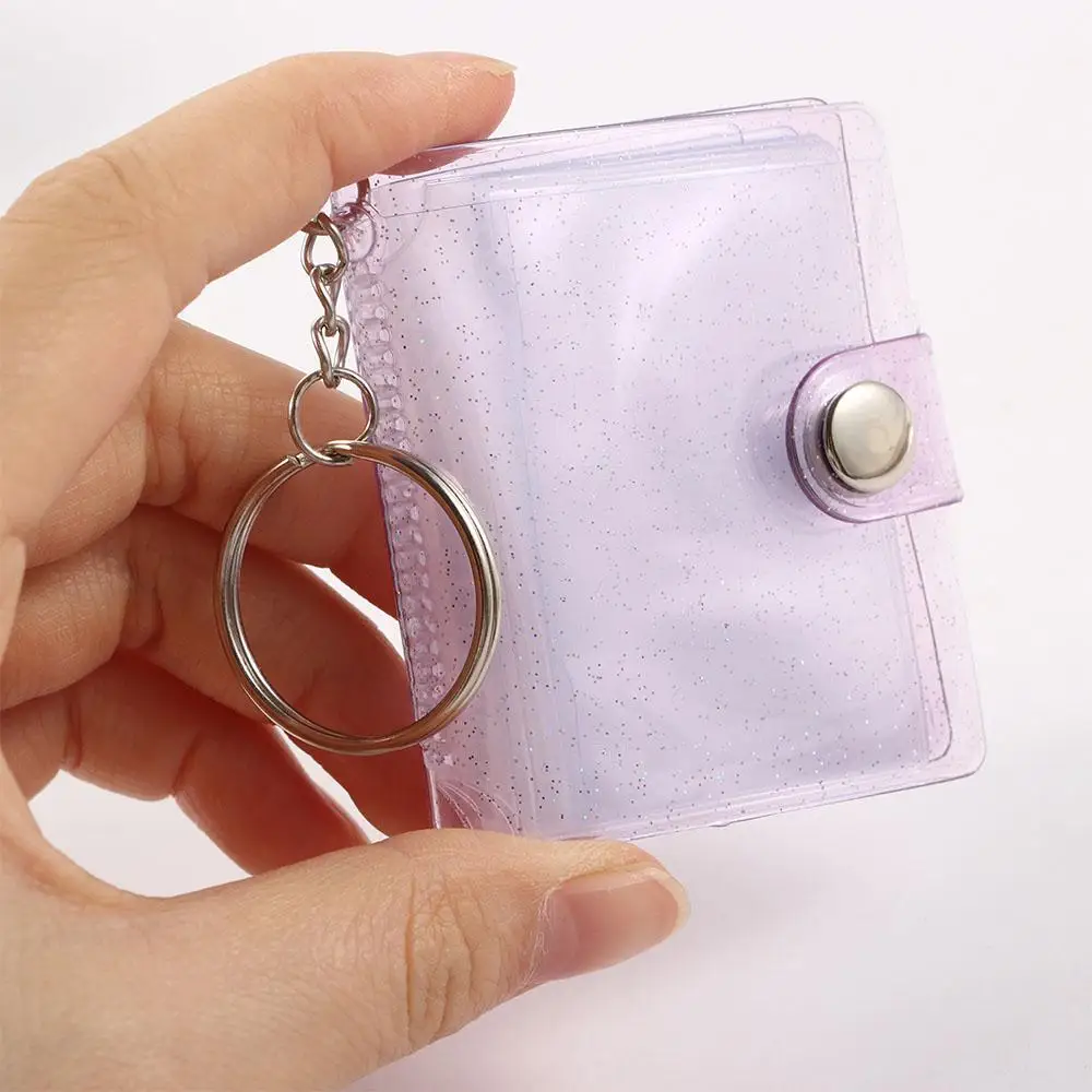 High quality Jelly Color Card Stock 16 Pockets 1 Inch Binders Albums Photos Holder Keychain Mini Photo Album Photo Card Holder