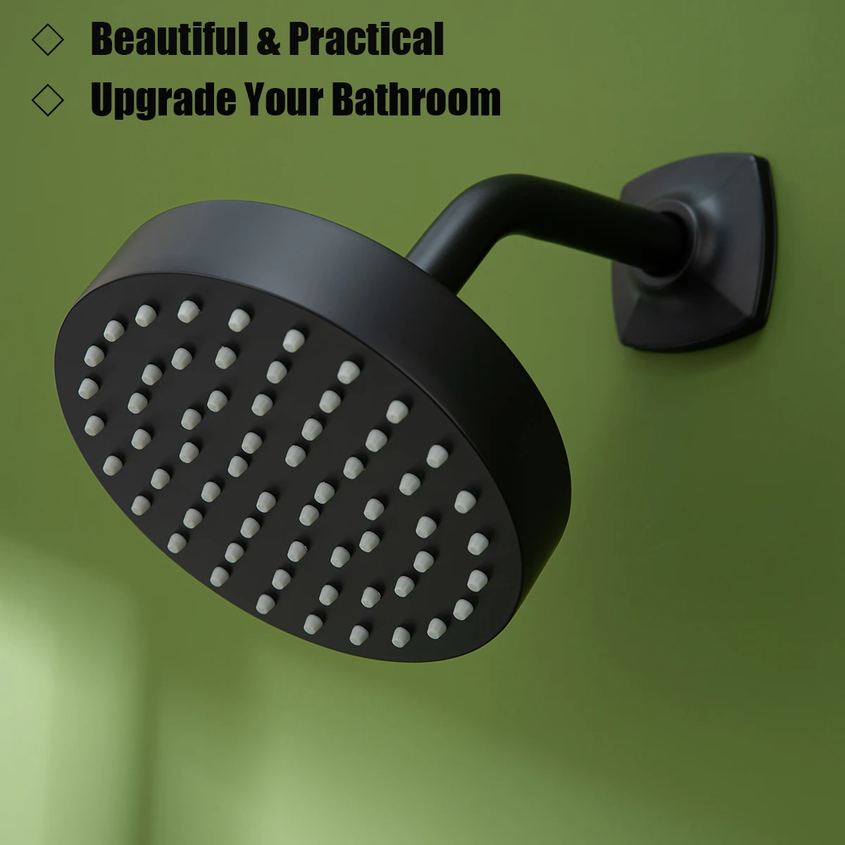 Solid Stainless Steel High Pressure Shower Head Matte Black Bathroom Rain Showerhead Faucet Part High Flow Fixed Sprayer.