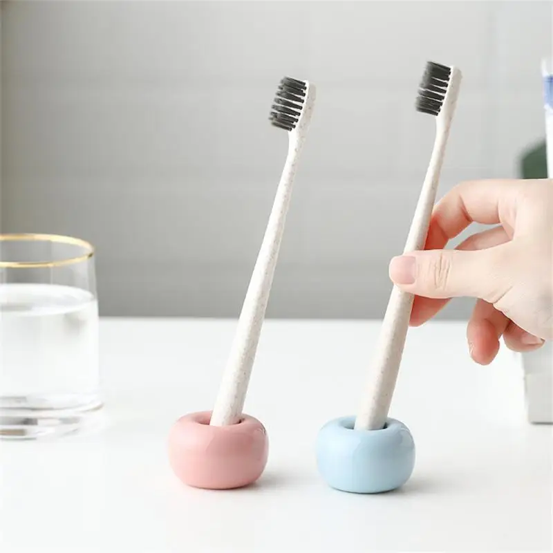 Ceramic Toothbrush Holders Novel Donut Toothbrush Base Bracket Multifunction Mini Toothbrush Storage Racks Bathroom Accessories