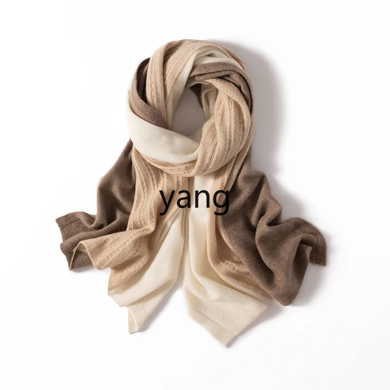 

LMM100% cashmere scarf women's splicing twist knitted thickened niche shawl