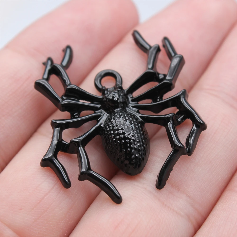 WYSIWYG 4pcs 35x32mm Charms Spider Halloween Antique Making Pendant Vintage Tibetan Silver Color DIY Handmade Jewelry