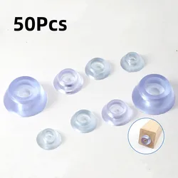 50Pcs Transparent Silicone Chair Leg Mat Round Non-slip Wear-resistant Silent Floor Protector Pad for Furniture Cabinet Feet Cup