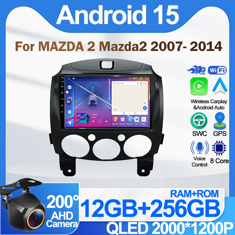 Android Car Radio For MAZDA 2 Mazda2 2007-2014 Wireless Carplay Auto DSP Car DVD Stereo Head Unit Viedo Player Multimedia GPS BT