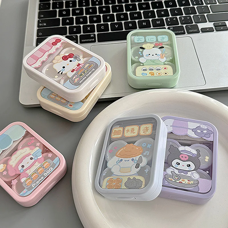 

Kawaii Hello Kitty Contact Lens Box Cute Cartoon Contact Lens Companion Box Reusable Travel Women Products Student Wholesale