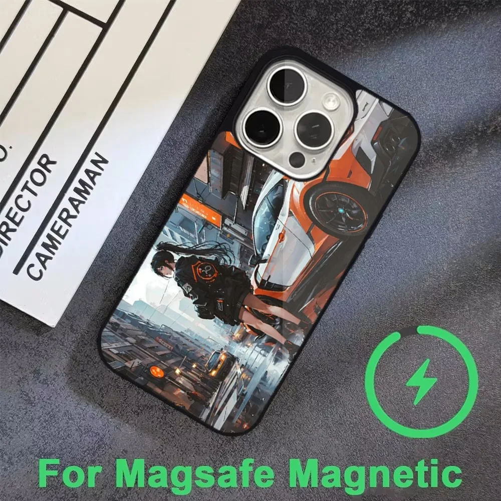 JDM T-Tokyo Sports Car Phone Case  For iPhone 16,15,14,13,12,11,Pro,Max,Plus,Mini, Magsafe,Magnetic Wireless Charging Case