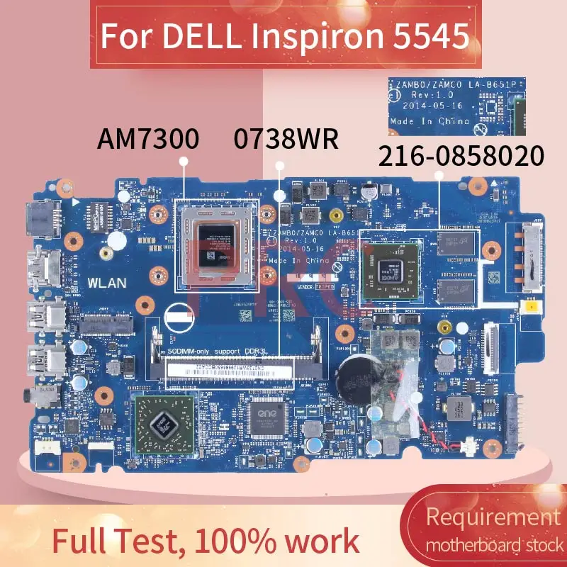 Placa base para portátil DELL Latitude L3350, i3-5015U, 09VY7H, SR245, 15203