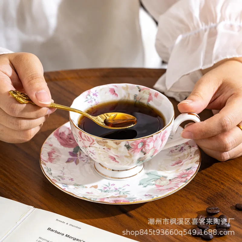

HXL Flower Coffee Cup and Saucer Set Exquisite Souvenir