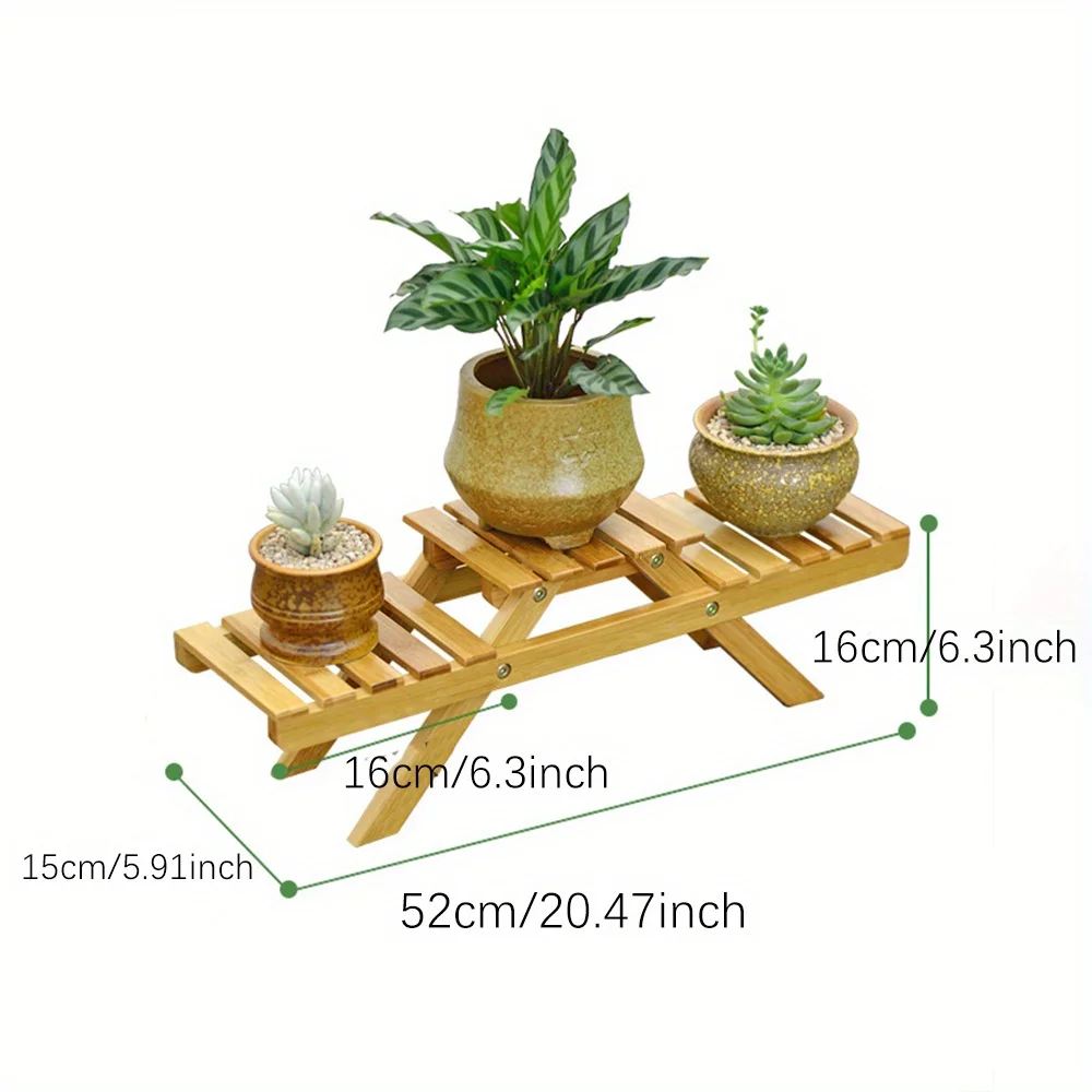 Bamboo Pot Trays for Multi-Level Indoor and Outdoor Flower Rack for Succulents and Potted Plants, Desk Plant Stand