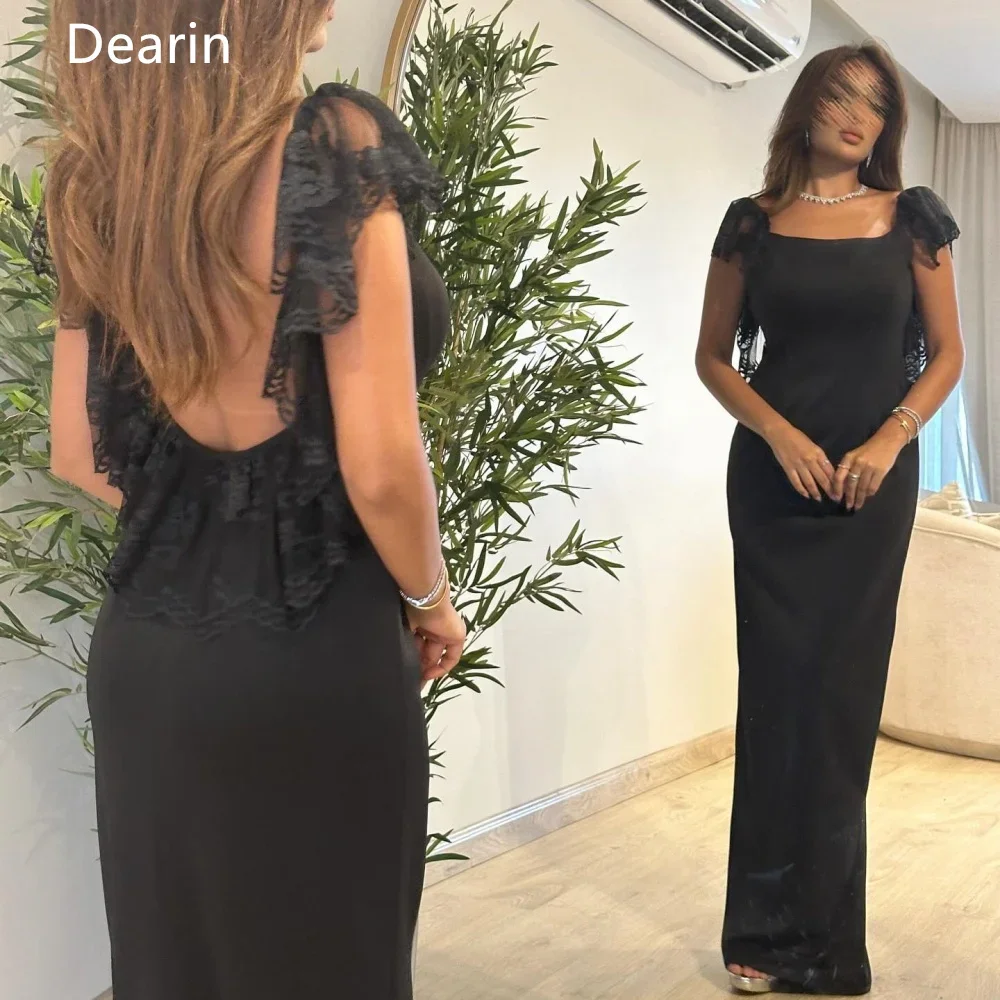 Saudi Arabia Formal Gown Dearin Square Collar Sheath Floor Length Open Back Skirts Bespoke Occasion Dresses Evening Prom Dress