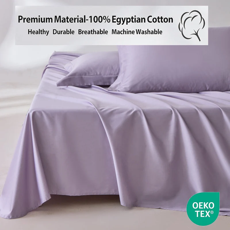 Organic 100% Egyptian Cotton Flat Sheet Solid Color Bed Sheets 800 Thread Count Bedding Sheet Bed Linen Single Queen King Size
