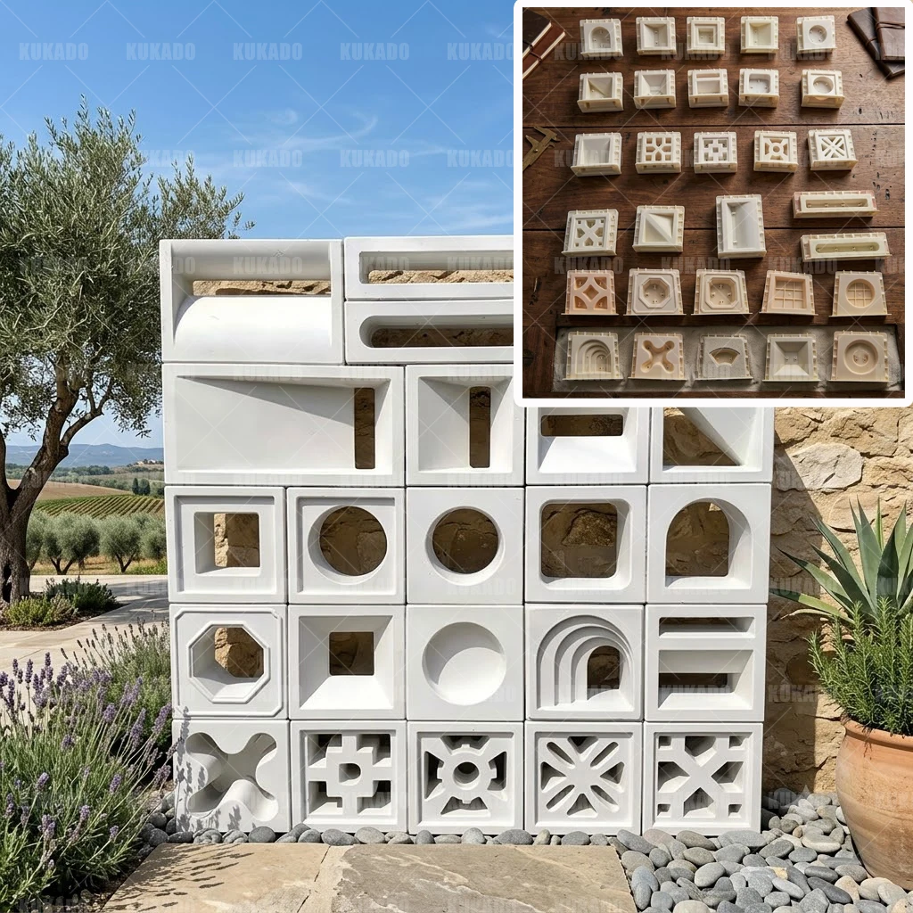 Double Sided Hollow Brick Cement Molded Concrete Garden House Partition Decoration with Doors And Windows for Home Decor