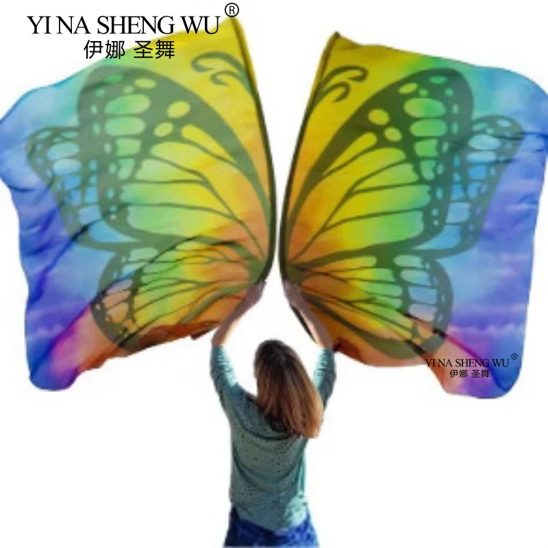 Belly Dance Props Colorful Butterfly Flag Telescopic Stick Lightweight Scalable Rods Dance Party Performance Accessories