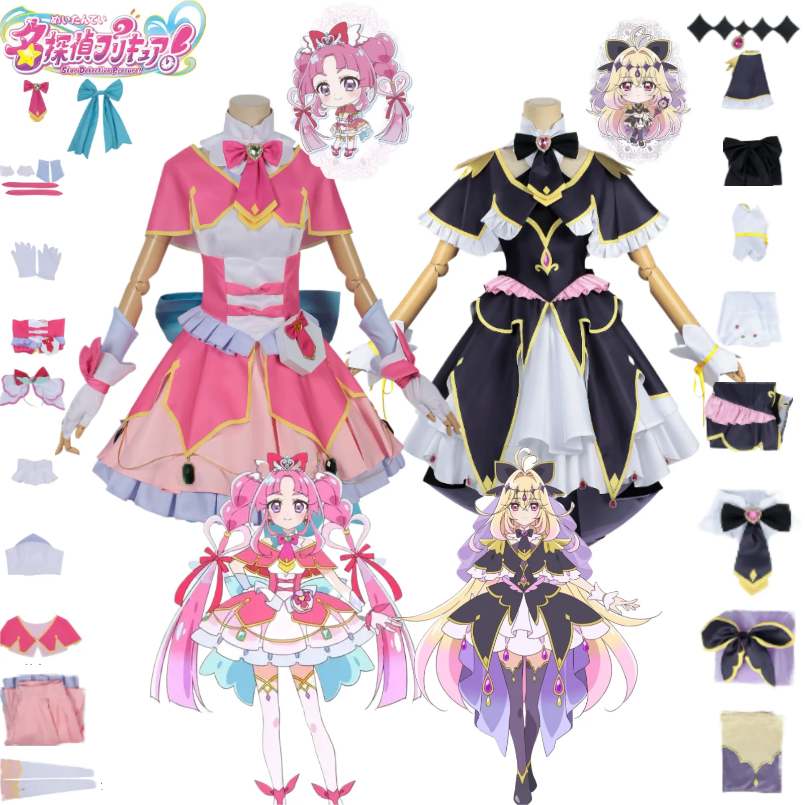 

Star Detective Precure Kobayashi Mikuru Moria Luluka Cosplay Costume Girls' Divine Lolita Dress Outfit with Full Wig Accessories