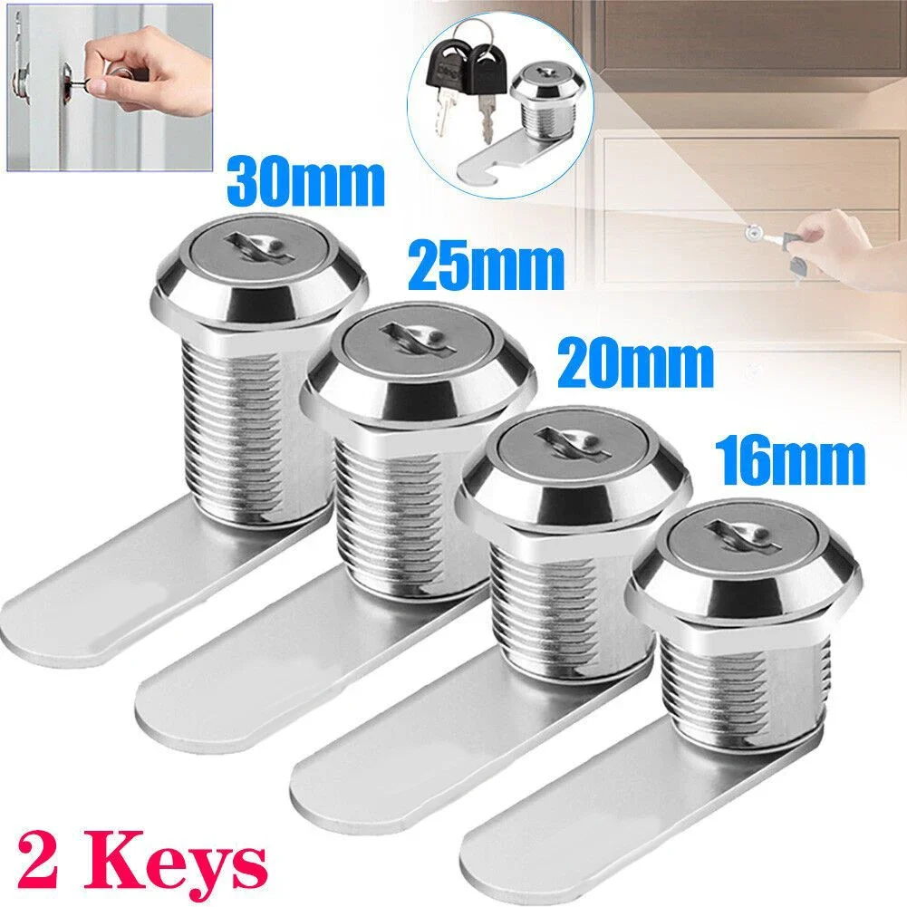 Cam Lock Security Lock 16-30mm Cam Lock Door Mail Box FurnitureLocker 2 Key Mail=Box=Cabinet Desk Drawer Locker