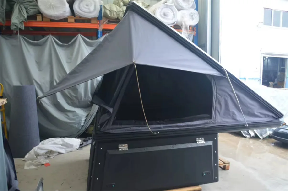 2022 4x4 Aluminum Truck Camper Roof Top Tent Straight Bracing Type for Off-Road Adventure and Overland Camping with Tool Box