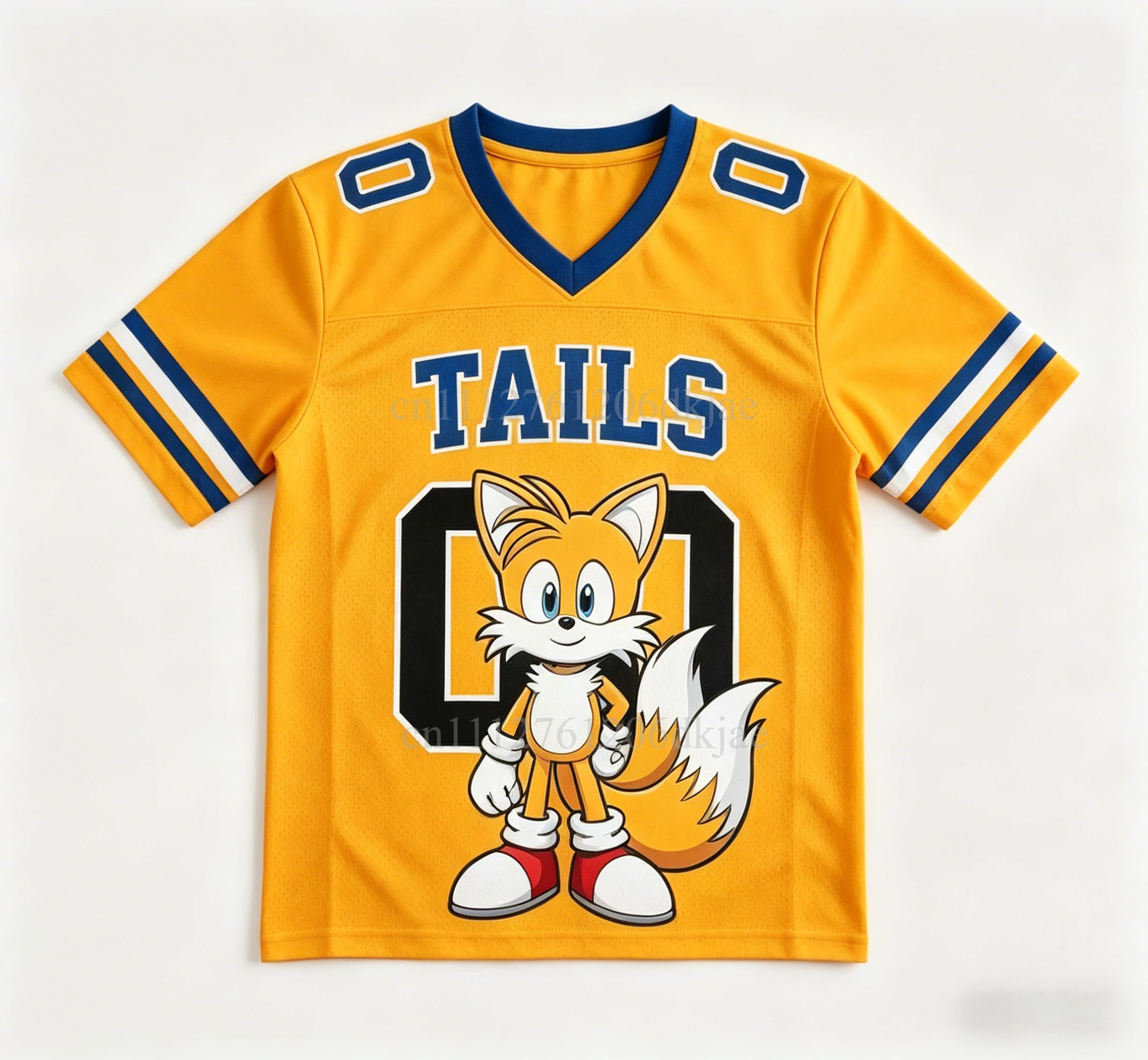 2026 Neuestes Kinder/Erwachsenen Personalisiertes Sonic Fußballtrikot Sommer V-Ausschnitt Sport T-Shirt Sonic Cosplay Kleidung Fußball T-Shirt – Detail 6