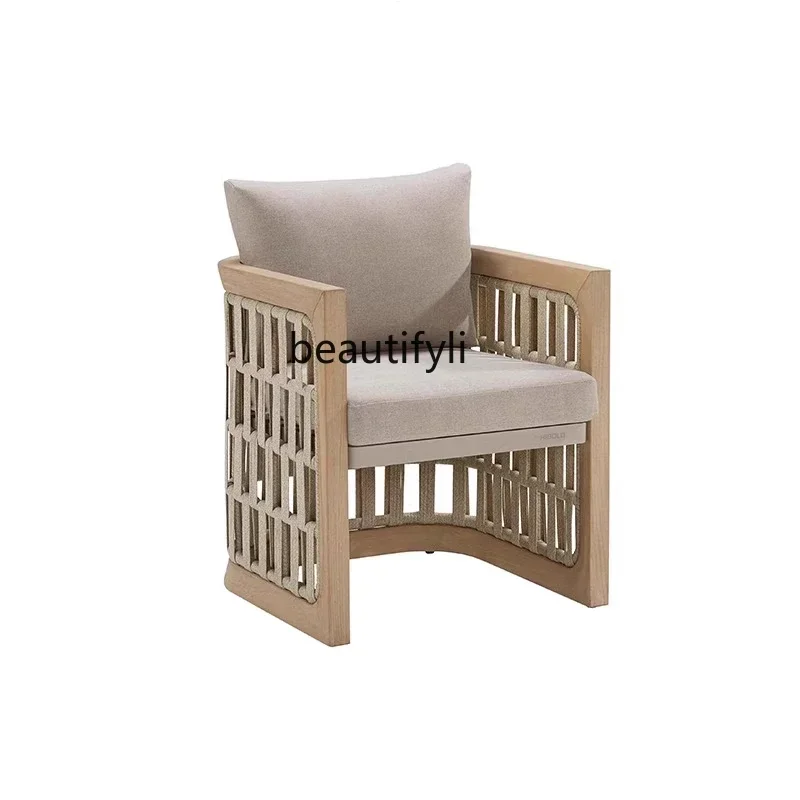 

Outdoor anti-corrosive wood old bed and breakfast waterproof outdoor open-air garden solid wood rattan tables and chairs