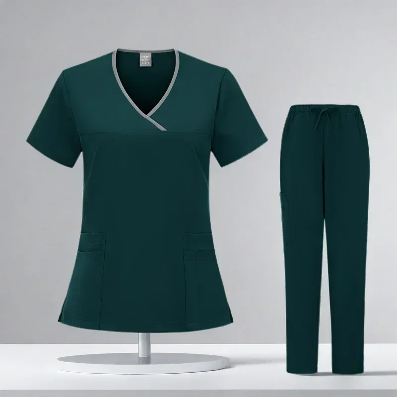 Uniformes quirúrgicos para mujer, conjunto exfoliante médico para enfermera, salón de belleza, ropa de trabajo, top, pantalones, Spa, médico, traje clínico de enfermería