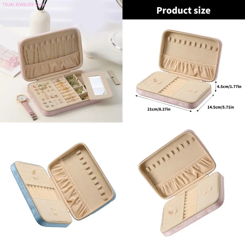 62KE Plush Jewelry Organizers Case Practical and Stylish Jewelry Organization Case for Daily and Travel Essential