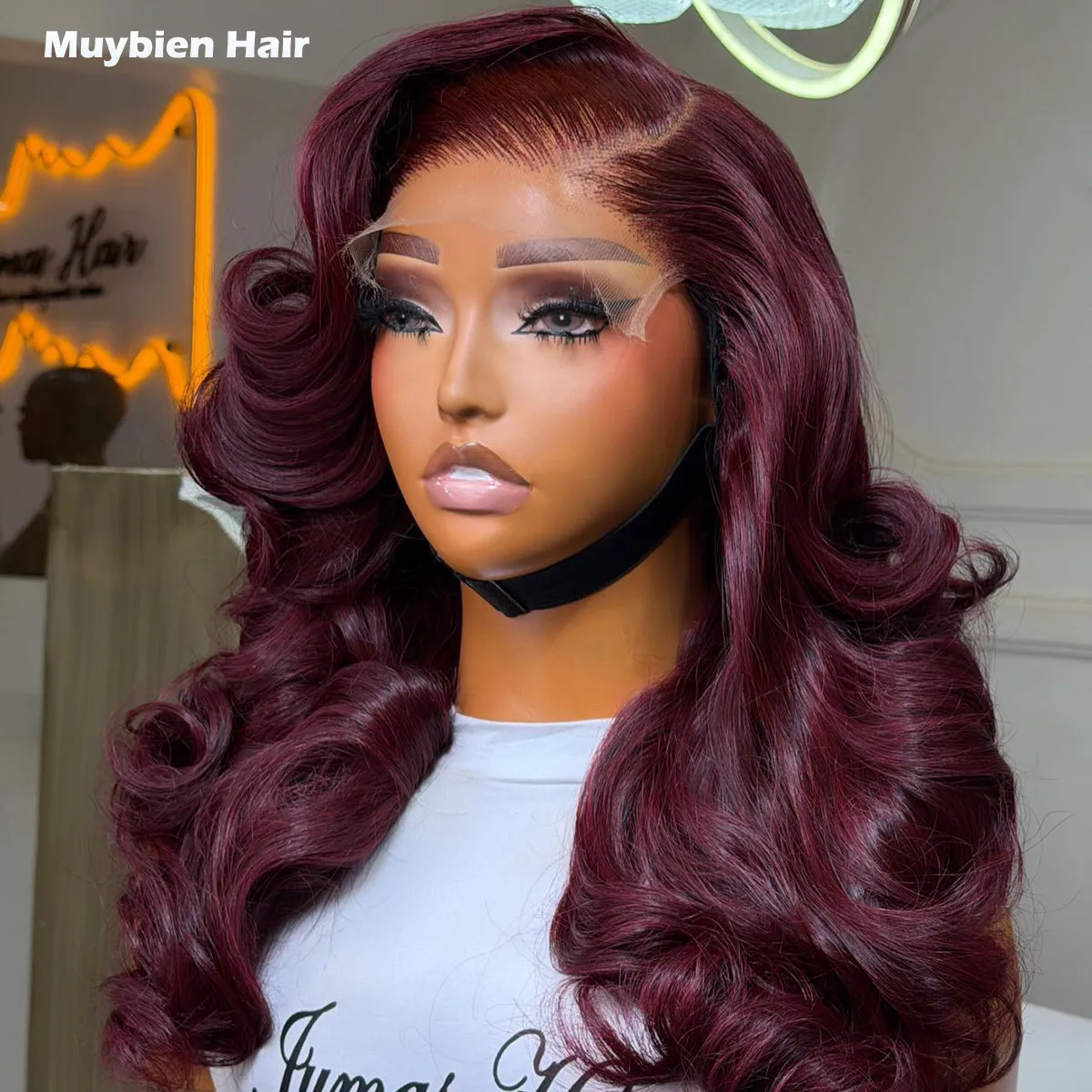 

Wine Color Pure Raw Wavy Hair Human Hair 13x6 13x4 HD Lace Front Wigs 99j Burgundy Loose Bouncy Wave Glueless Wigs Ready to Wear