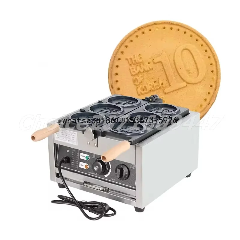 Yen Korean Won Thai Saudi Coin Shaped Waffle Making Machine  Electric Coin Bread Waffle Maker Commerical Japanese