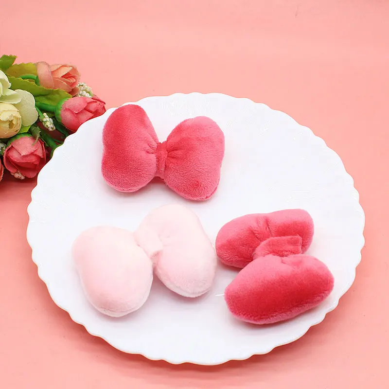 10 Stück rosa Schleifenapplikationen aus flauschigem Stoff, Cartoon-Motiv, einfarbig, zum Selbermachen, für die Dekoration von Kleidung, Schuhen und Hüten. – Detail 3