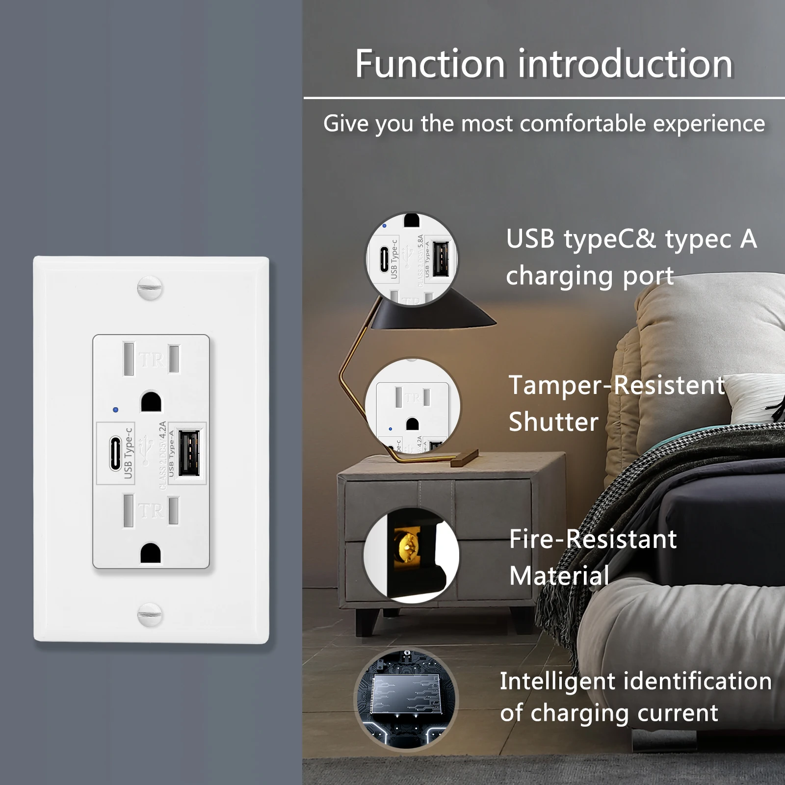 NineLeaf-مقبس طاقة متوافق مع شاومي ، USB Type-C شاحن سريع ، شاحن سريع ، مخرج مقاوم للعبث ، أجهزة أبل وسامسونج ، QC3.0 ، 4.2A ، 15A