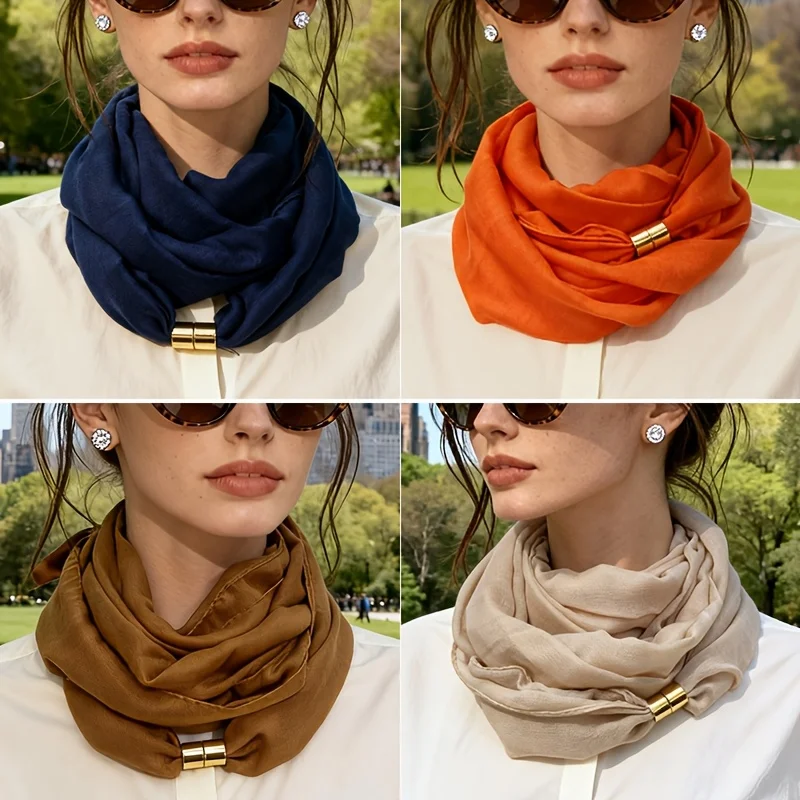 Solid color scarf Autumn and winter warm and versatile basic women's short neck warmer Simple, soft, and skin-friendly autumn an