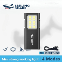 SMILING SHARK TIP065 Mini Rechargeable Worklight COB Floodlight Pocket Flashlight with Clip Design Outdoor Camping Lamp Tools