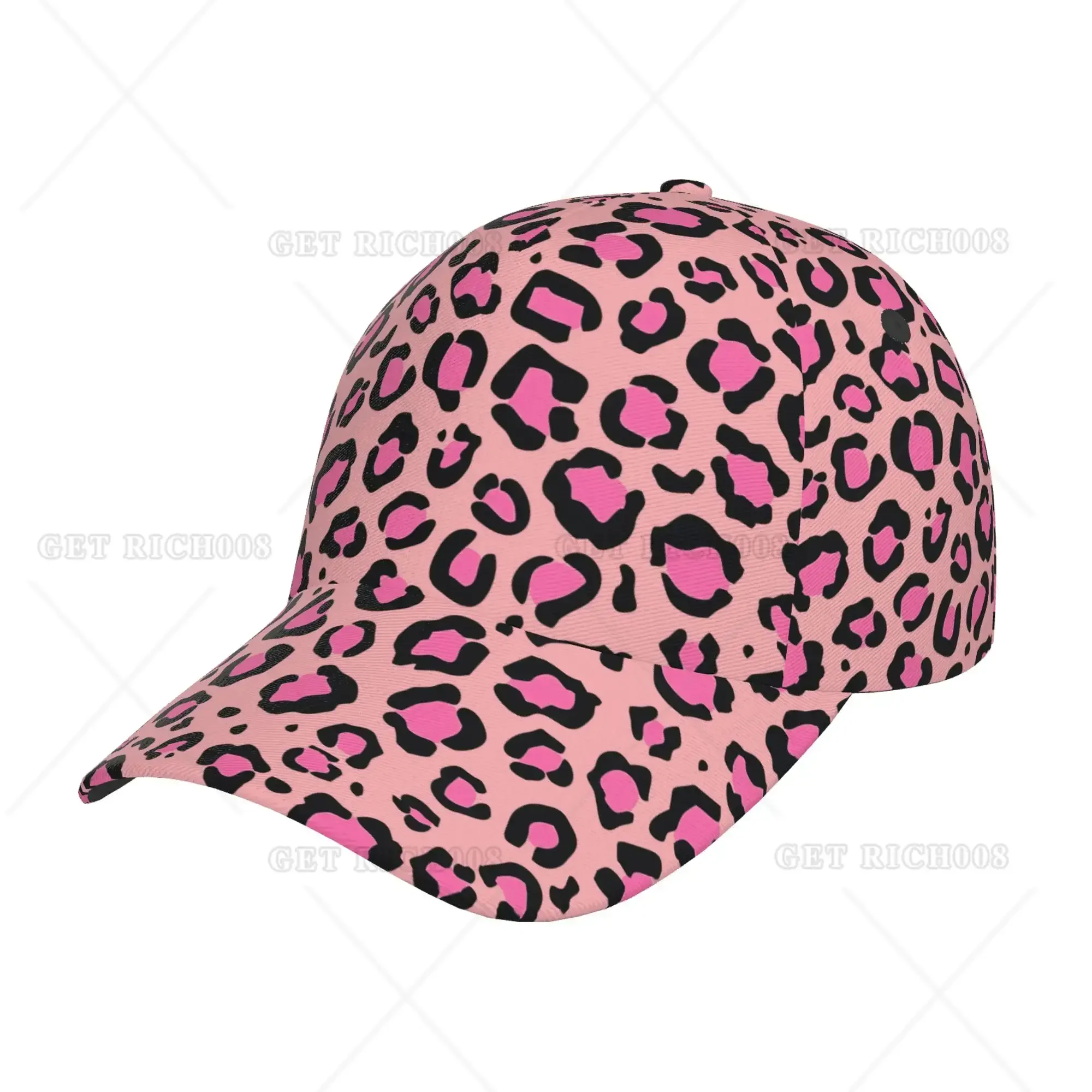 Pink Cute Leopard Sexy Baseball Cap Trucker Hat for Women Teens Adjustable Golf Hat for Sports Travel Shopping One Size Print