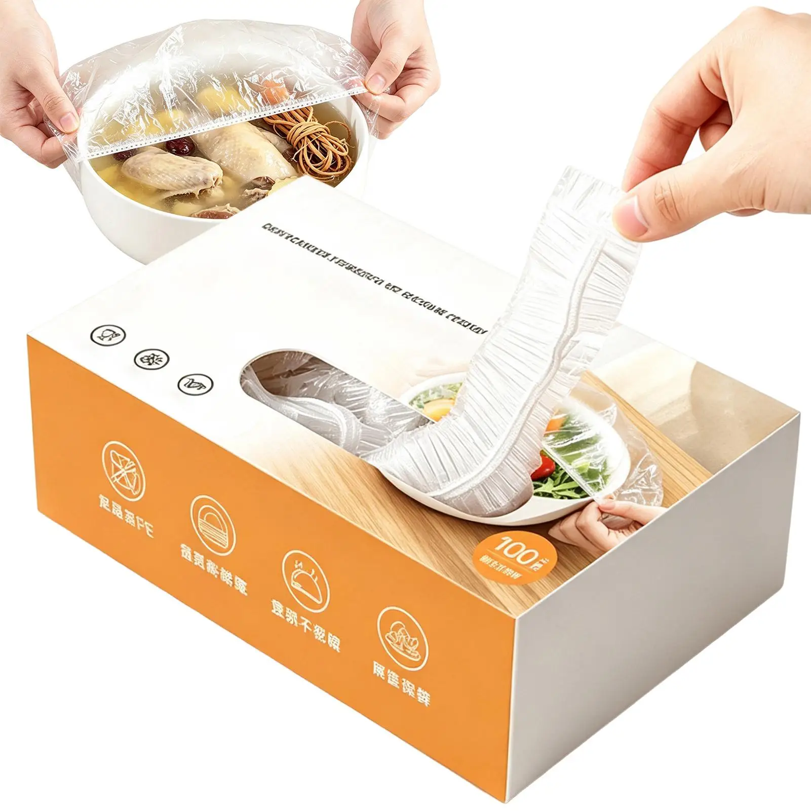 100Pcs Food Grade Elastic Bowl Covers, Stretch Clear Sealing Lids, Reusable Storage Covers for Home, Apartment & Dorm Kitchen