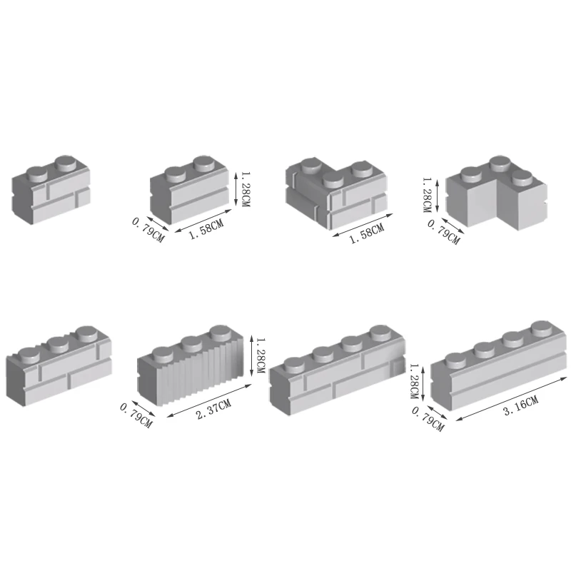 100Pcs Building Block Third-party Parts Compatible With 98283/15533 Brick, Modified With Masonry Profile