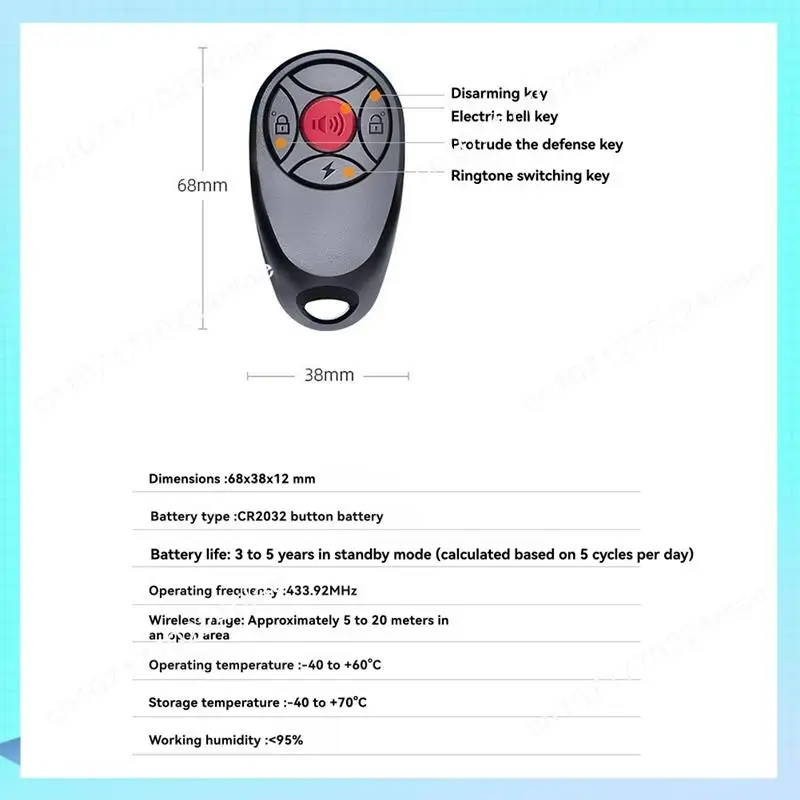 A17Z Waterproof Motorcycle Bike Anti-Theft Alarm Wireless Remote Control Bicycle Security Alarm 113DB Electric Car Alarm
