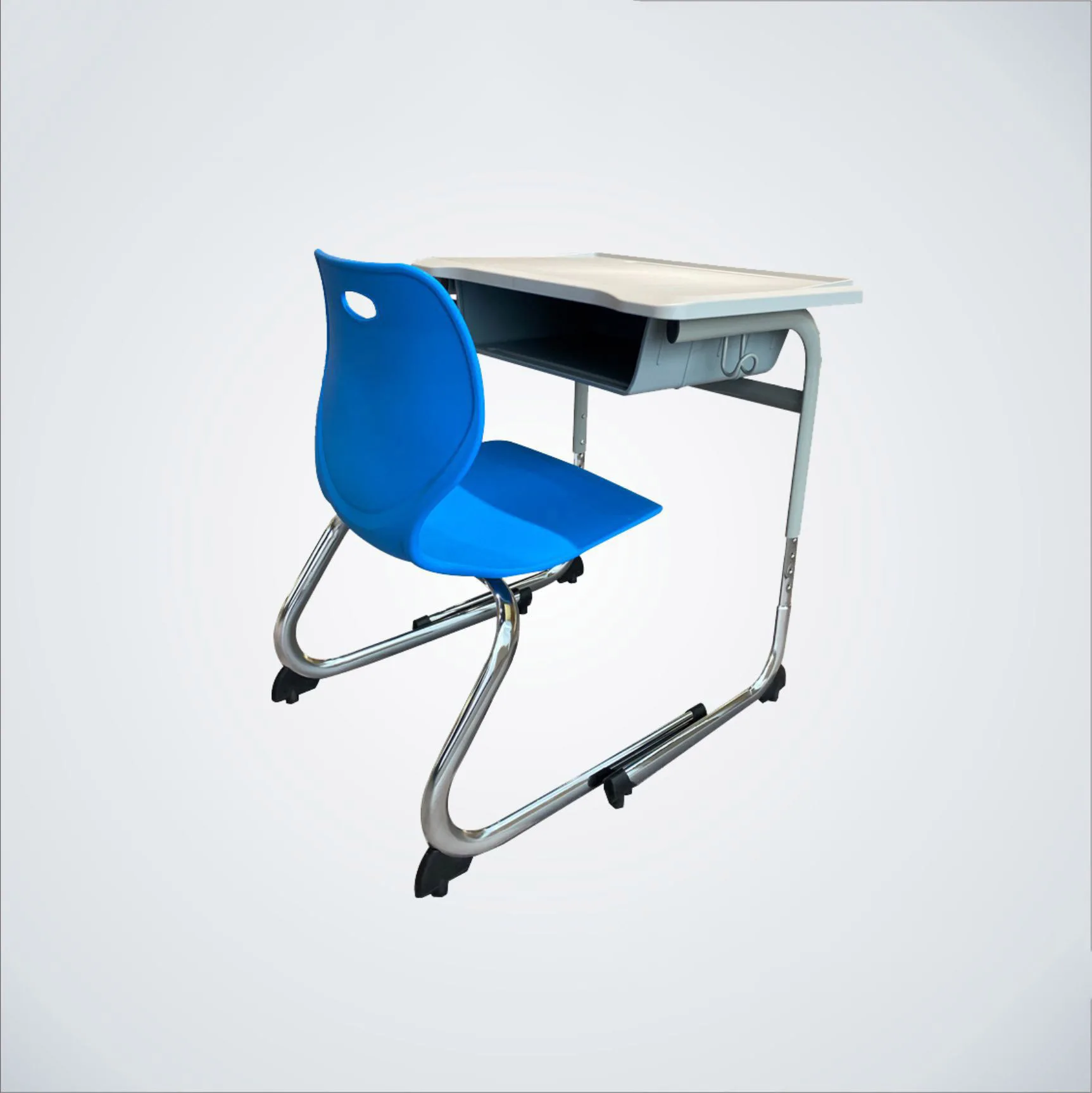 学校の個別指導教室用昇降式調整学習机椅子セット ABS樹脂製教室用テーブルスツール生徒用学習机