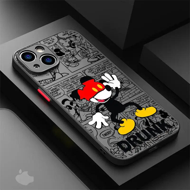 Матовый чехол для телефона с мультяшным Микки Минни Маусом для iPhone 15 14 11 Pro Max 13 12 Mini XR X SE 7 8 6 6S Plus, полупрозрачный чехол