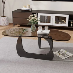 Mesa de té nórdica de vidrio templado, mueble de escritorio, ovalado, minimalista, diseño creativo para sala de estar, apartamento pequeño