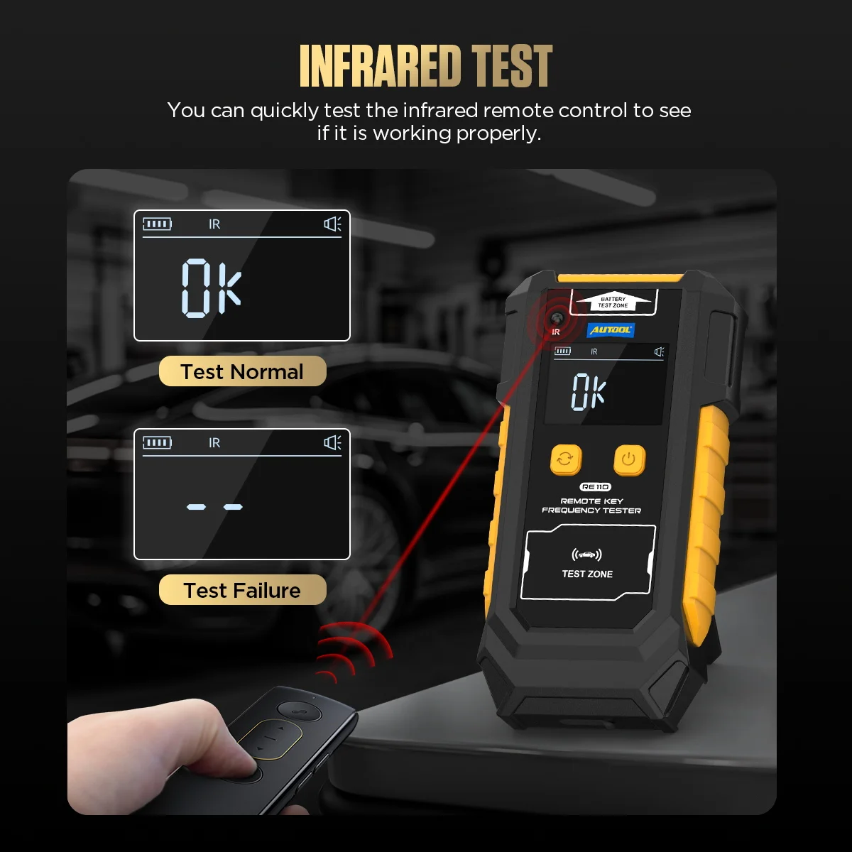 AUTOOL RE110 Cr2032 Cr2025 315 433 868 902 Mhz Car Remote Key Frequency Tester Diagnostic Tools