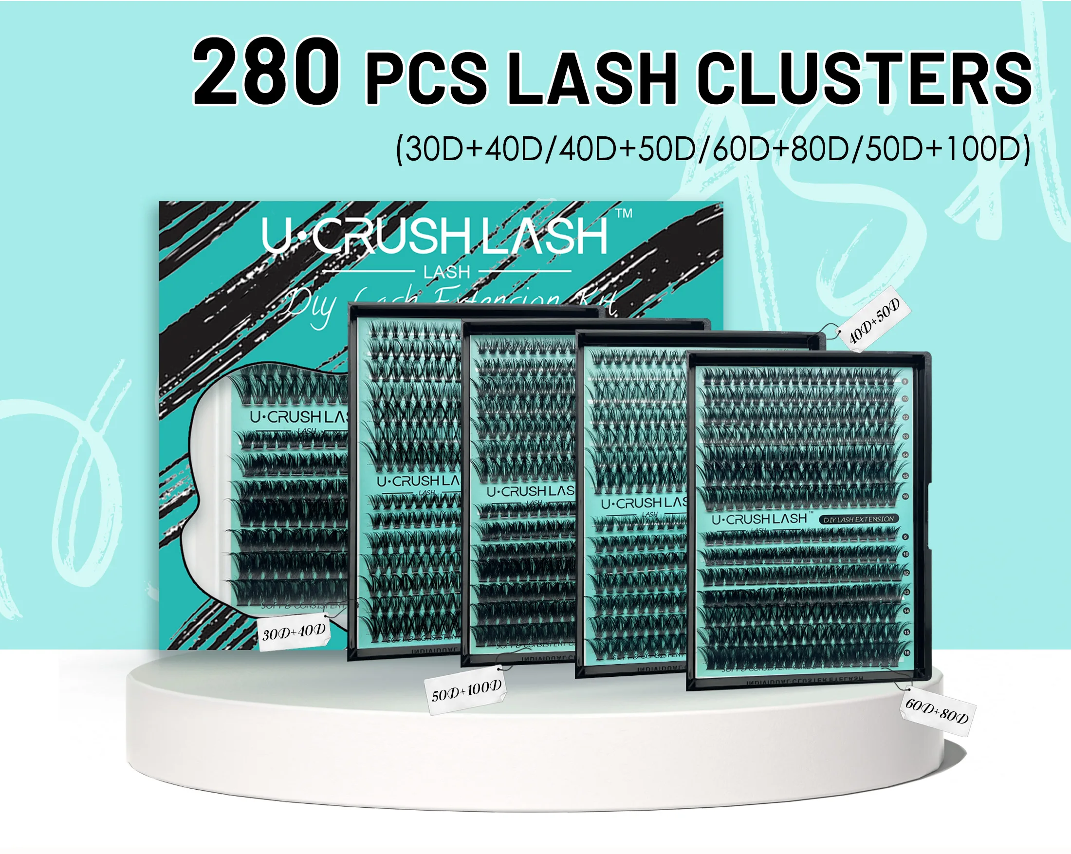 

【Popular Choice】Boxed Large Capacity 280 Clusters of Eyelash Book, D-Roll, Eyelash Glue & Remover, Natural, Thick, Suitable for