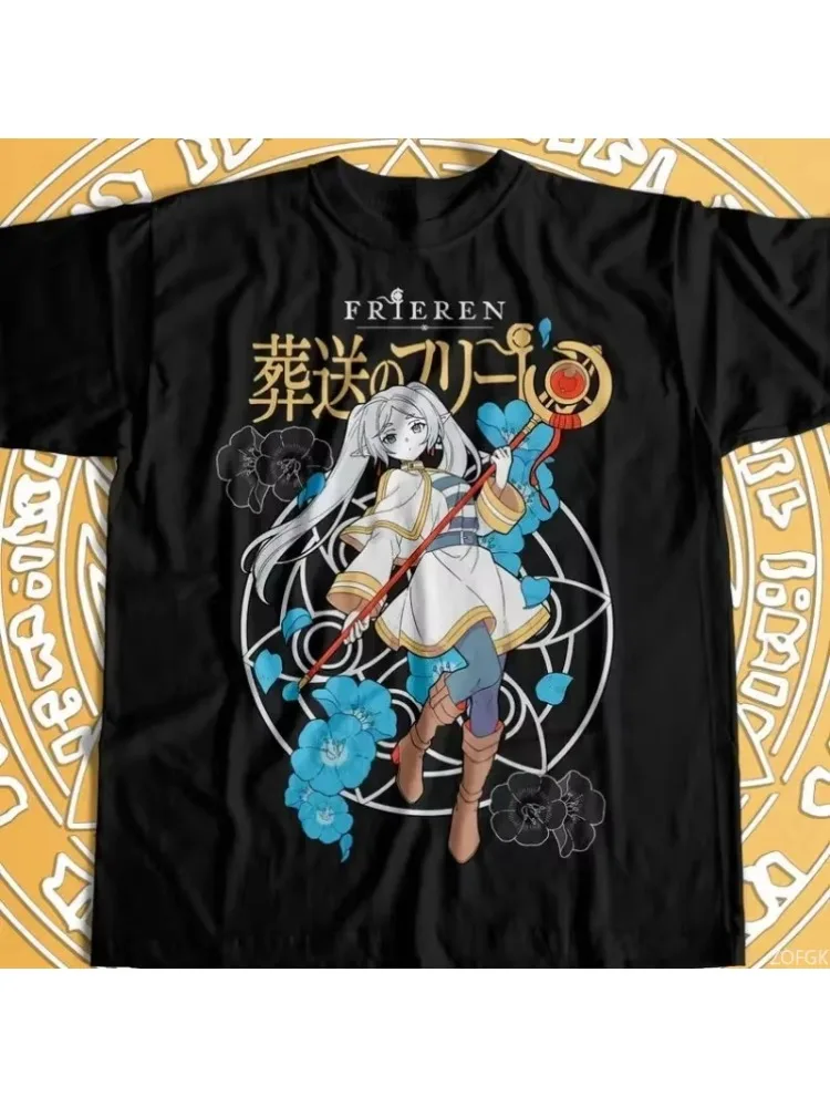 Bloemenprint T-shirt Zacht Ademend Casual Comfortabel Anime Stijl Grappig Gedrukt T-shirt Unisex Losse Ronde Hals Zomer Korte Sl - afbeelding 2