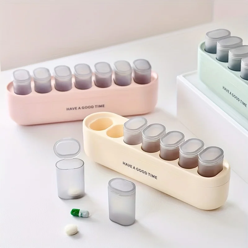 

1set Travel 7 Day Pill Organizer, Large Capacity Weekly Medicine Case with Removable Compartments, Leak-Proof Portable Box