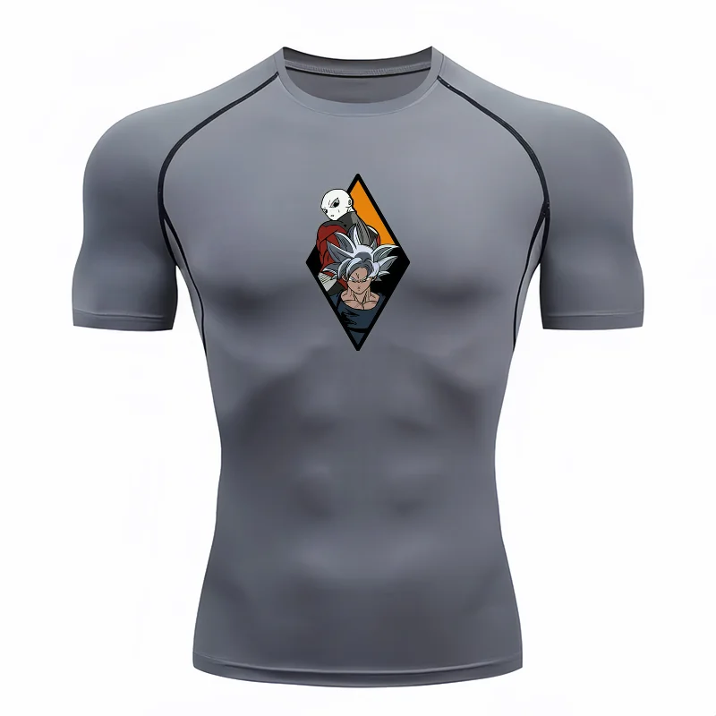 Bandai Dragon Ball Super Men's T-shirt, Ultra Instinct Goku Vs Jiren Printed, Compression Tight Fitness Sports Top