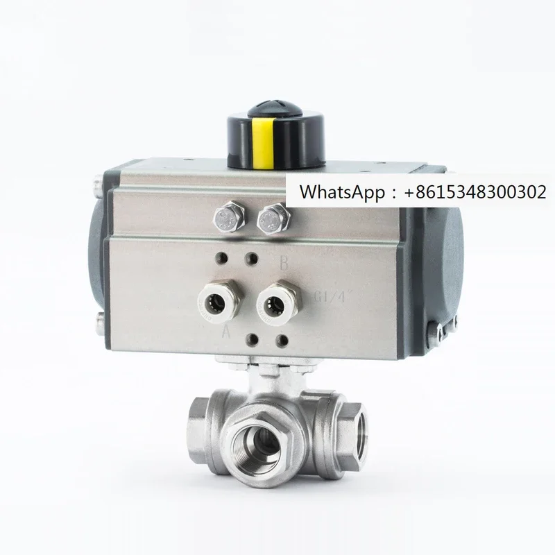 

1/2 "трехкомпонентный пневматический трехходовой шаровой кран с высокой платформой и внутренней резьбой из нержавеющей стали, шаровой кран типа L типа T