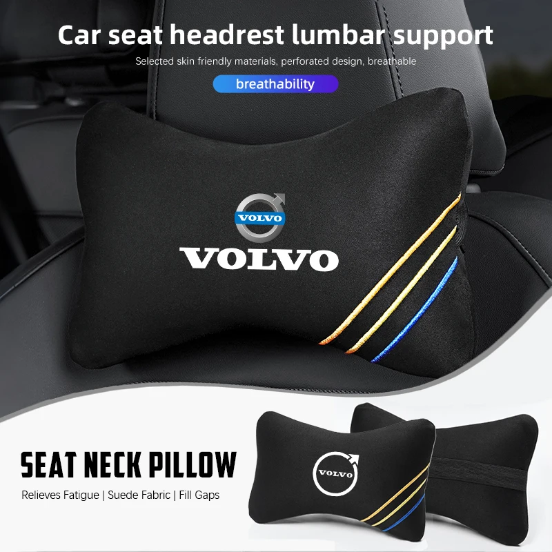 Auto-Nackenkissen, weiches, bequemes Wildleder-Kopfstützen- und Lendenkissen für Volvo XC60 XC40 EX40 XC90 S60 S90 EX30 V40 V60 V50 V90 S80 C40